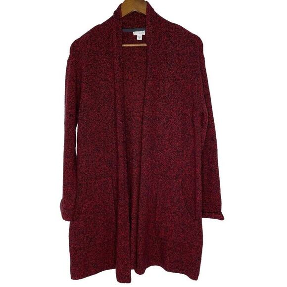 J Jill Red Wool Blend Oversized Knitted Long Sleeve Cardigan Sweater XS Women - Picture 1 of 6